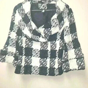 ZARA Basic Black White Tweed  Cropped Jacket lightly worn